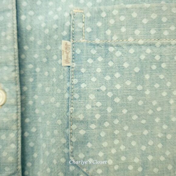 Levi's Vintage Womens 90s Sleeveless Polka‎ Dot Cotton Button-Down Shirt M - Picture 3 of 12